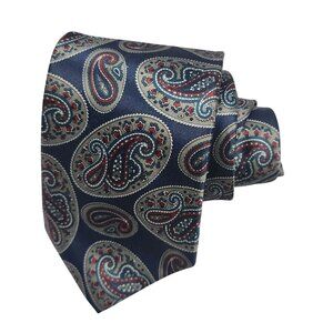 Prince Gino Woven In Italy Paisley Blue Silk Tie RN18811
